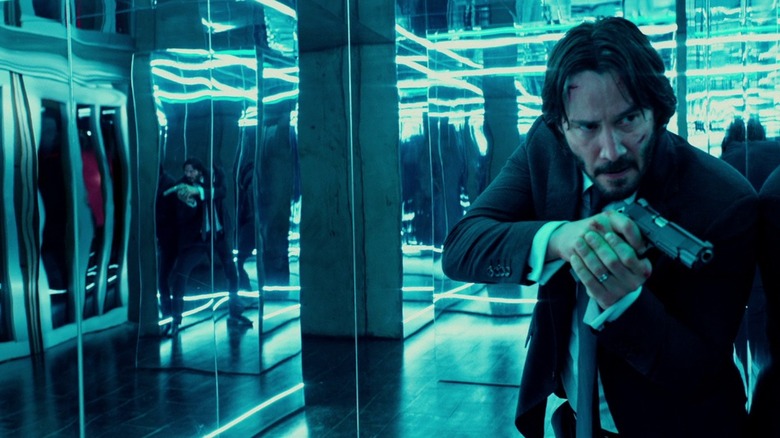 Keanu Reeves lost in a mirror maze