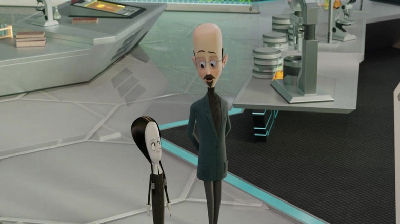 Wednesday and Dr. Cyrus Strange in The Addams Family 2