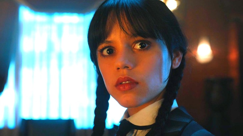 Wednesday Addams looking concerned