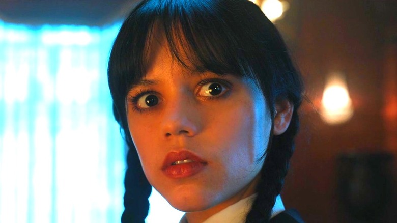 Wednesday Addams looking concerned