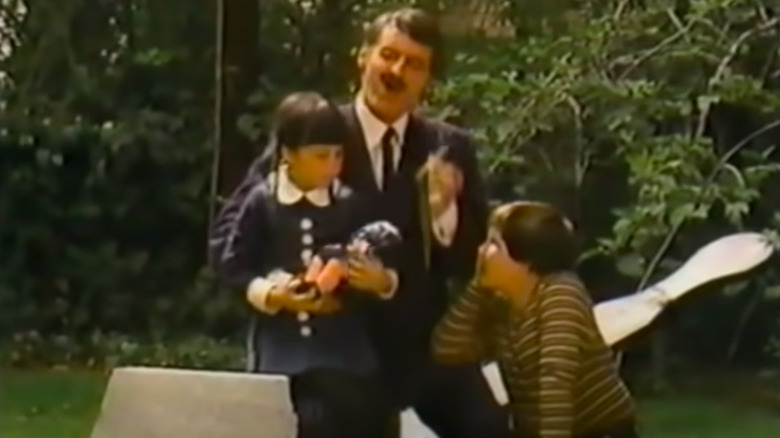 Pancho Addams tells Wednesday Jr. and Pugsley Jr. a story