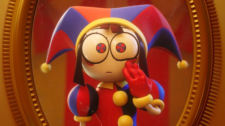 Pommi with her hand on her cheeck in The Amazing Digital Circus: The Last Act