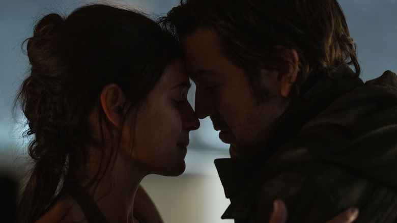 Bix Caleen (Adria Arjona) and Cassian Andor (Diego Luna) share an intimate moment in Andor season 2