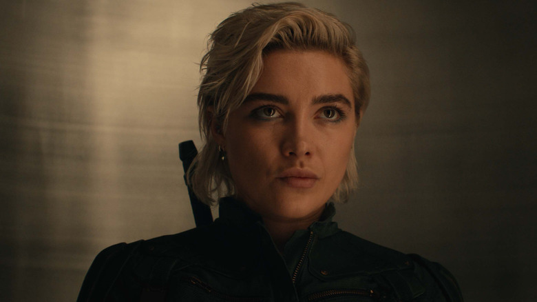 Florence Pugh's Yelena Belova looking stern in Thunderbolts