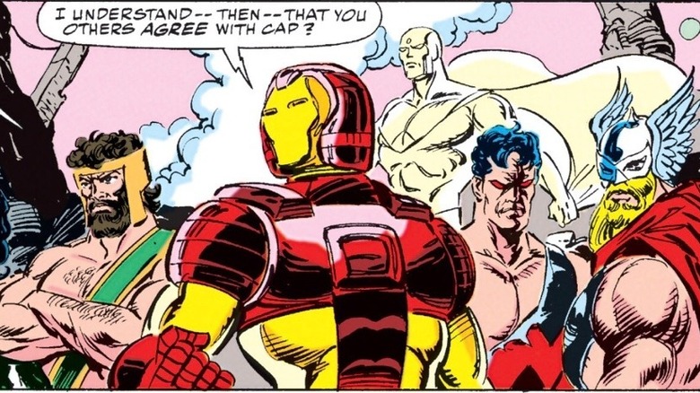 Hercules, Iron Man, Vision, Wonder Man, and Thor in Avengers #347 (1992)