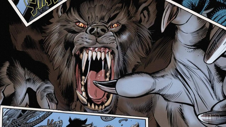Werewolf attacking, stray comic panels