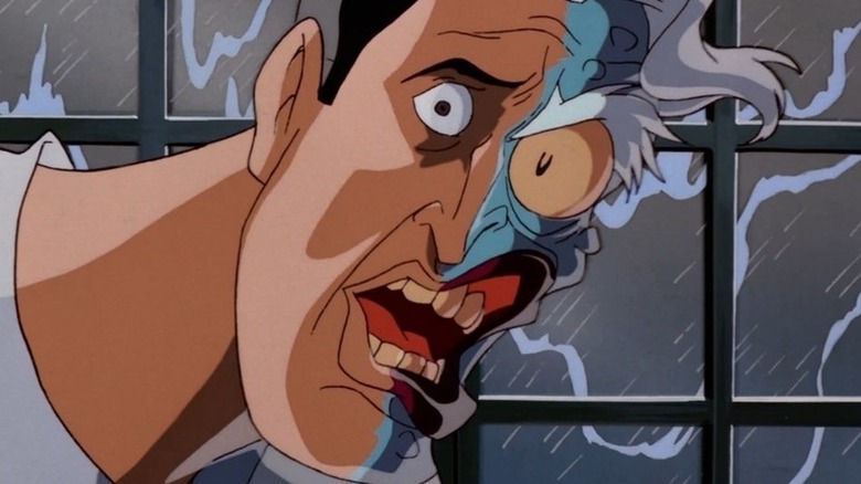 Two-Face looking scared in Batman: The Animated Series