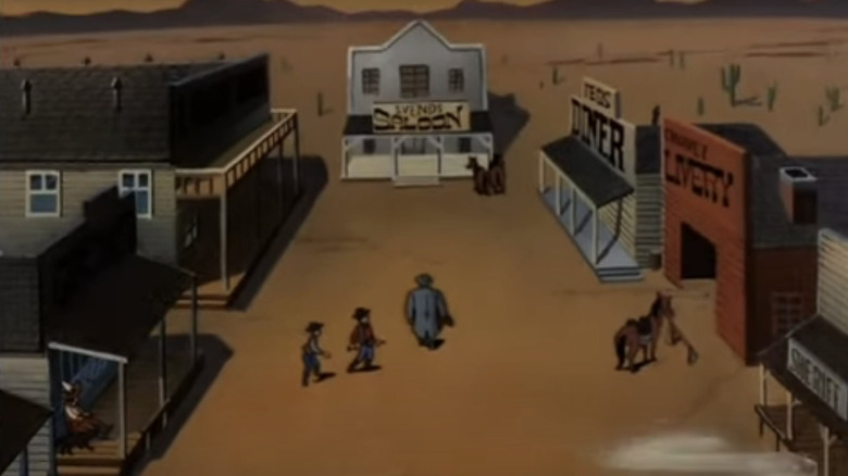 Jonah Hex walks through a western town in Batman: The Animated Series