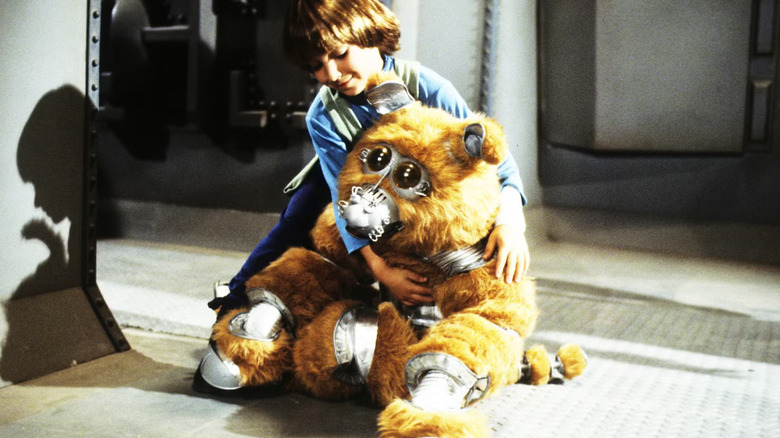 Boxey with Muffit II on Battlestar Galactica