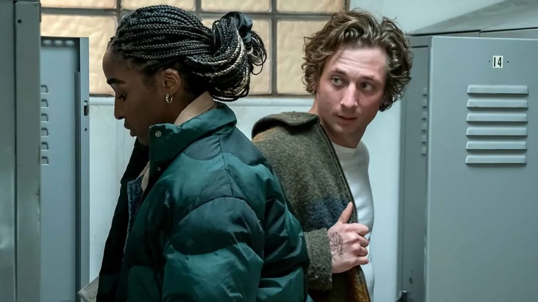 Sydney and Carmy changing in the locker room on The Bear