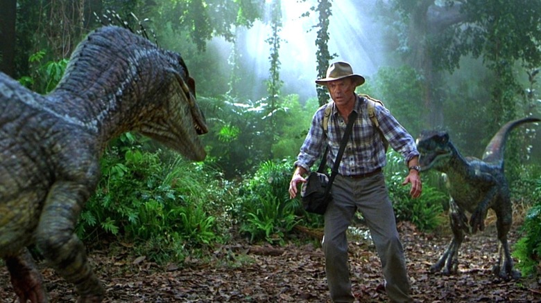 Alan Grant Surrounded by Velociraptors