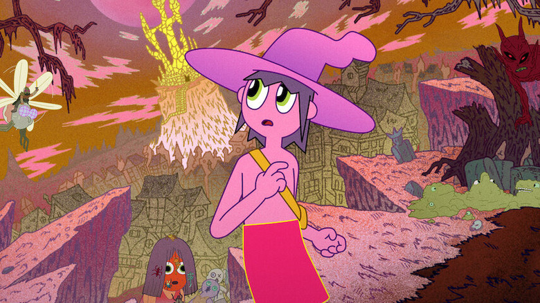 purple witch surreal landscape midnight gospel