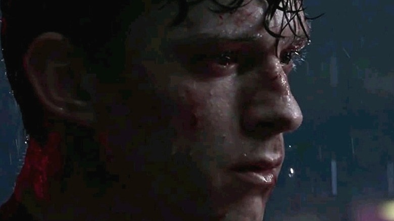 Peter Parker cries in Spider-Man: No Way Home