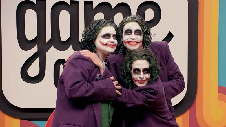 Ally Beardsley, Lisa Gilroy, and Zac Oyama dressed like the Joker on Game Changer