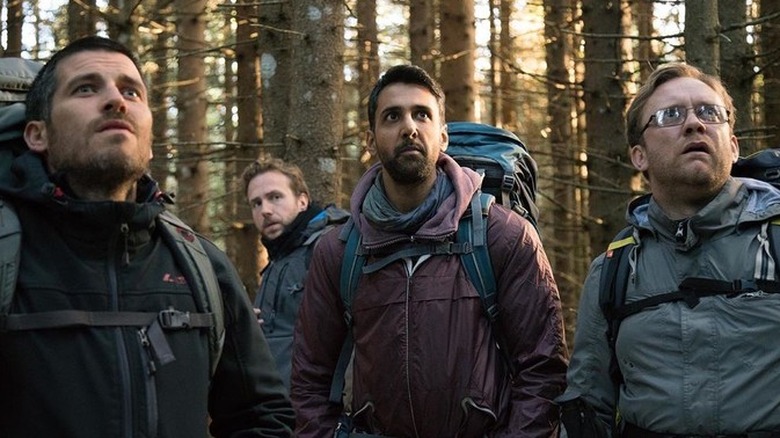 Friends scared in the woods