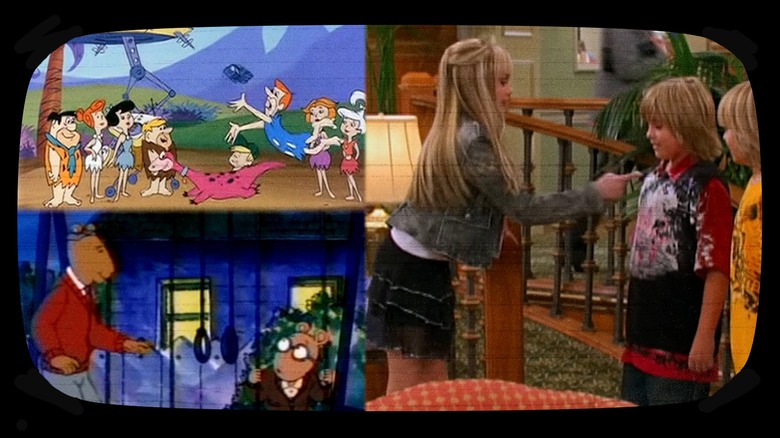 Flintstones next to Arthur next to Suite Life of Zack and Cody montage