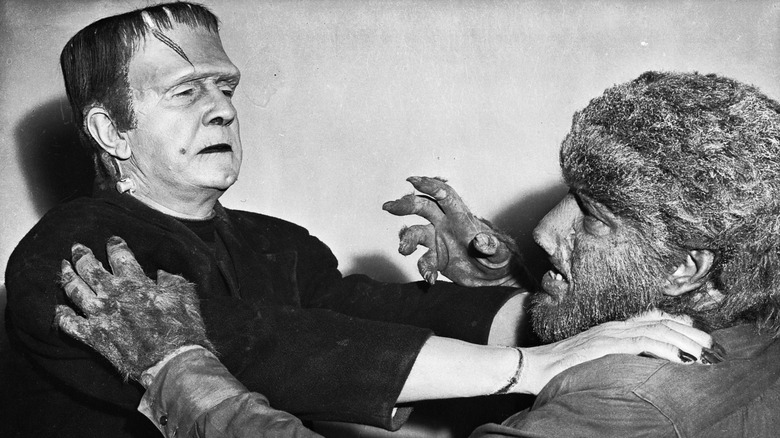 Frankenstein fighting Wolf Man Frankenstein Meets the Wolf Man