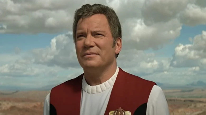 Captain Kirk smiling outside Star Trek: Generations
