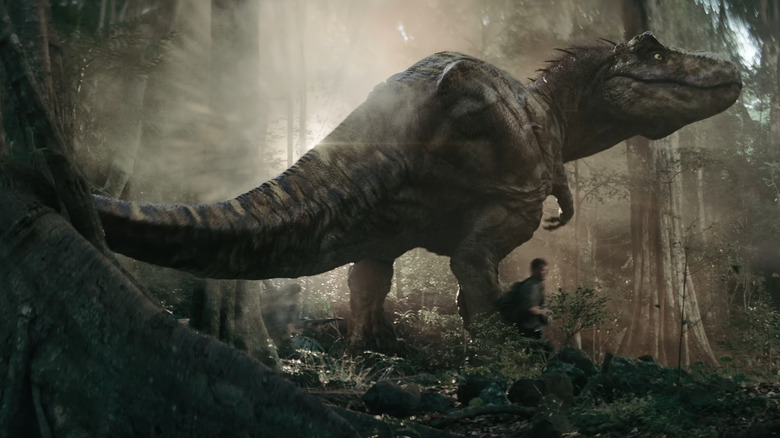 A T-rex in the woods in Primitive War
