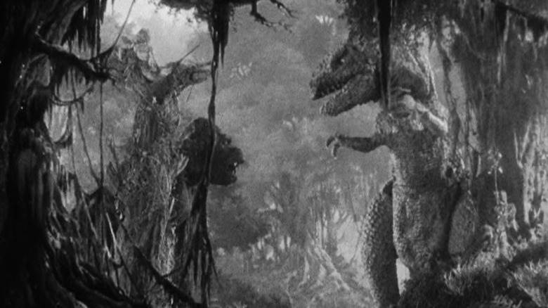 King Kong and t-rex face off