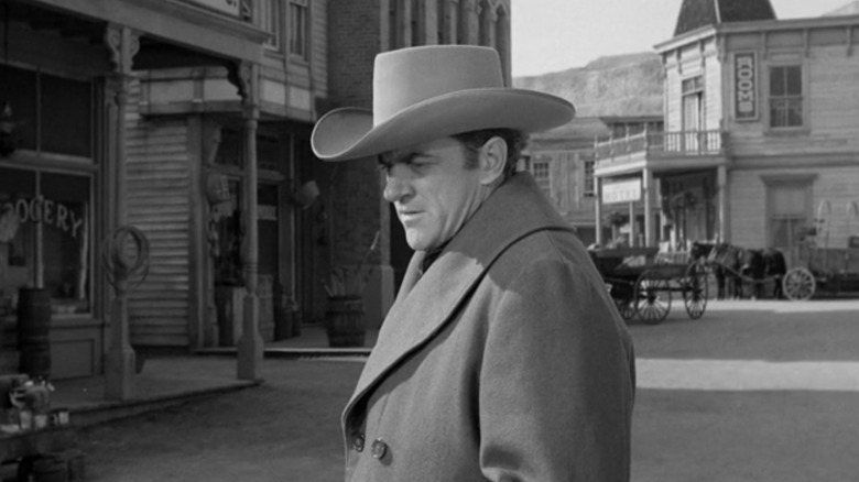 Marshal Matt Dillon looking despondent in Gunsmoke