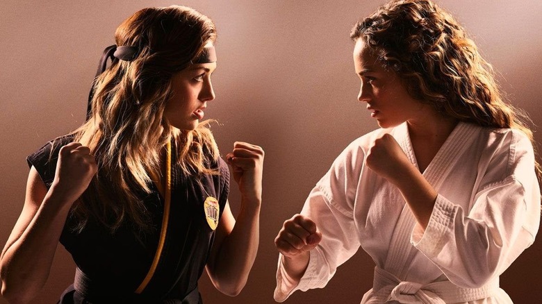 Tory and Sam getting ready to fight in Cobra Kai