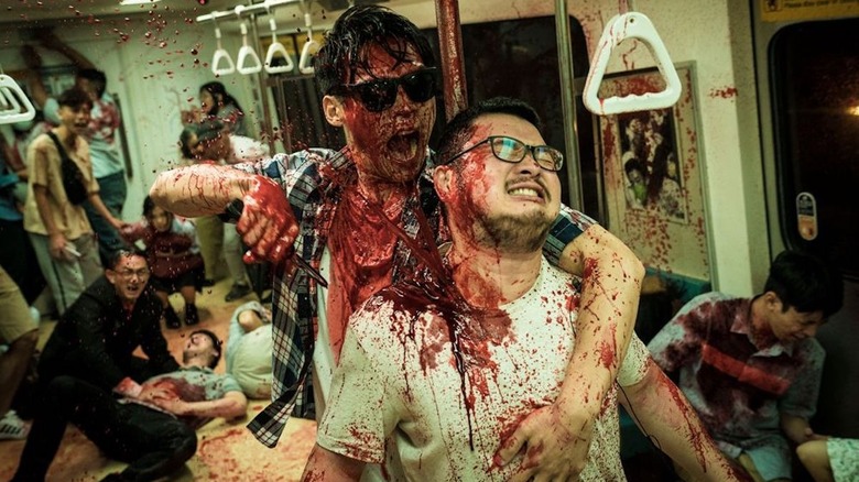 A violent pandemic outbreak scene in The Sadness
