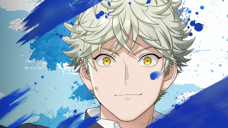 Yatora spattered with blue paint in Blue Period