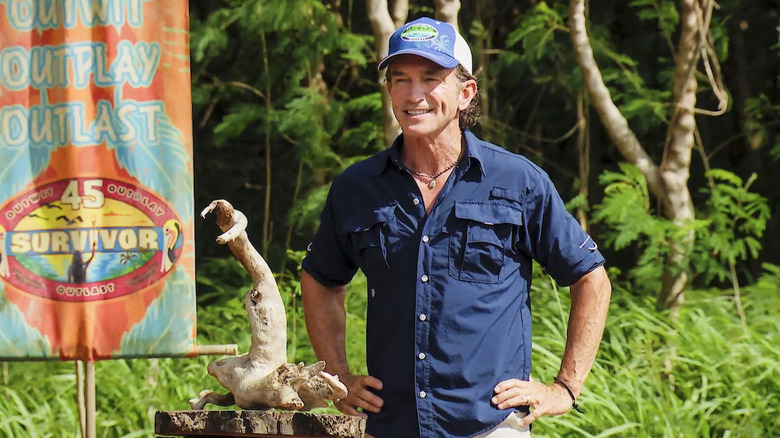 Jeff Probst during a challenge in Survivor 45