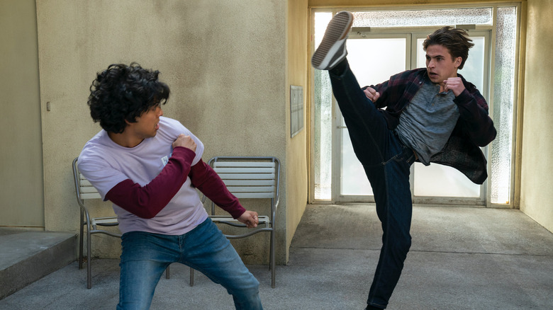 Xolo Maridueña and Tanner Buchanan fight