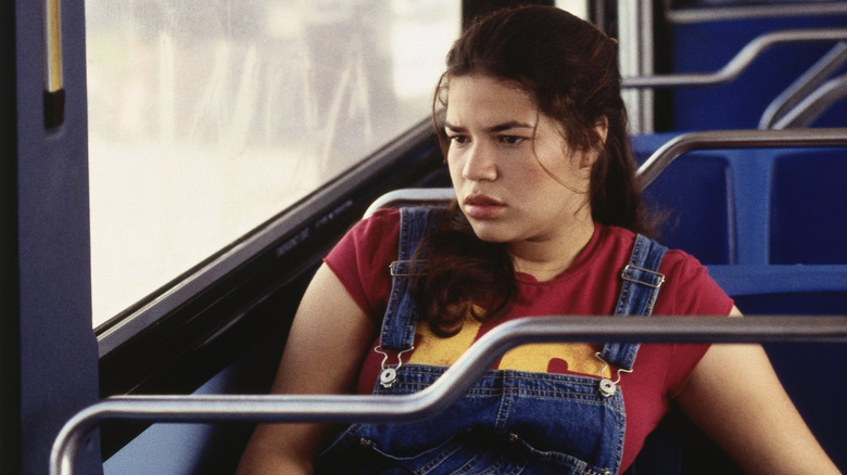 Ana riding on the bus