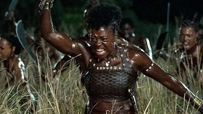 Viola Davis fighting in The Woman King