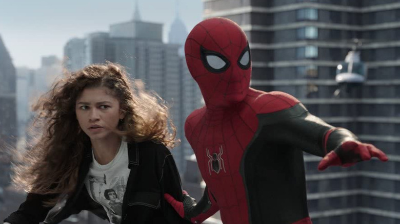 Zendaya Tom Holland buildings Spider-Man: No Way Home