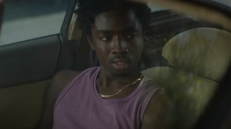 Caleb McLaughlin purple tank gold chain