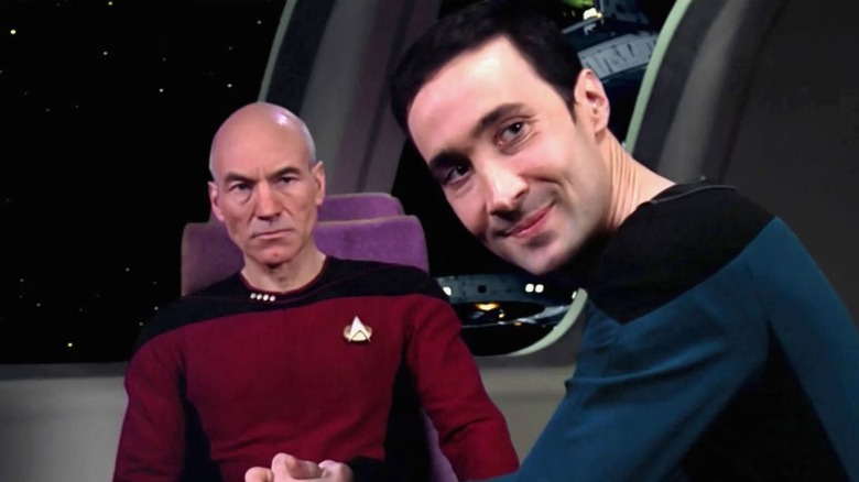 Maddox and Picard staring