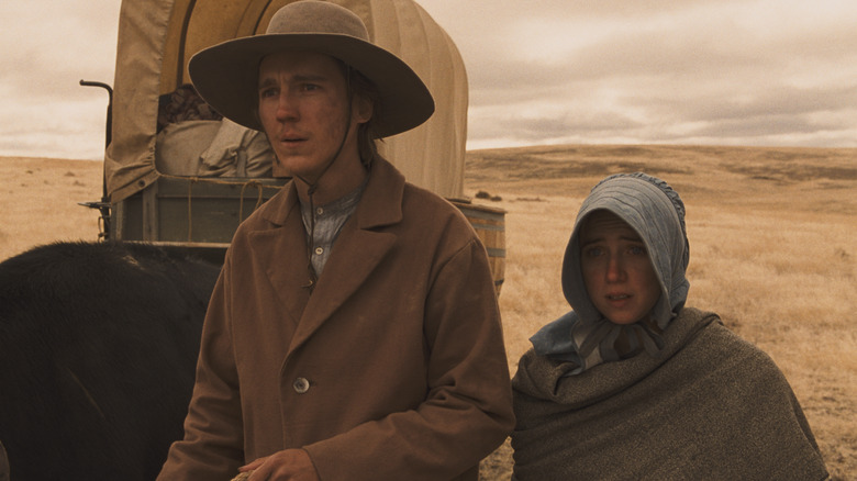 Paul Dano and Zoe Kazan looking terrified
