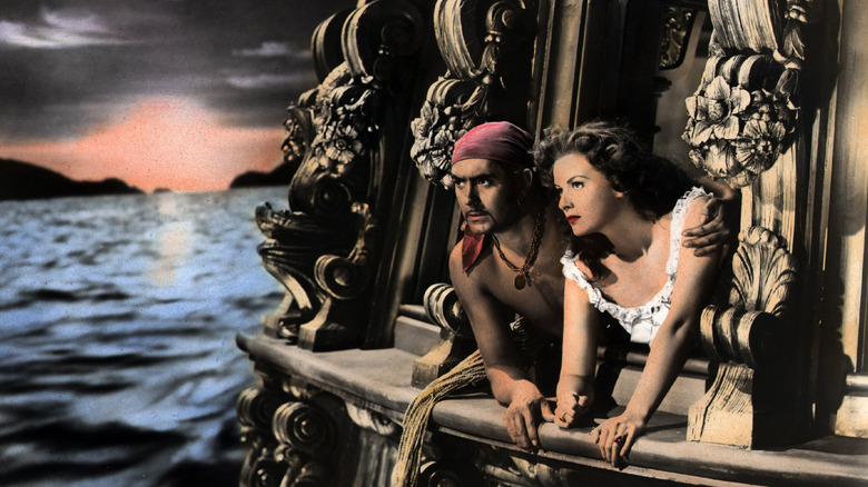 Pirate and lady at sea