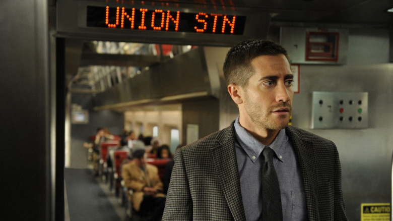 Jake Gyllenhaal on a train in Source Code