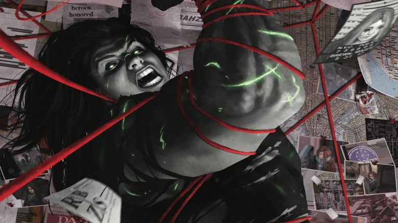 She-Hulk flexing muscles