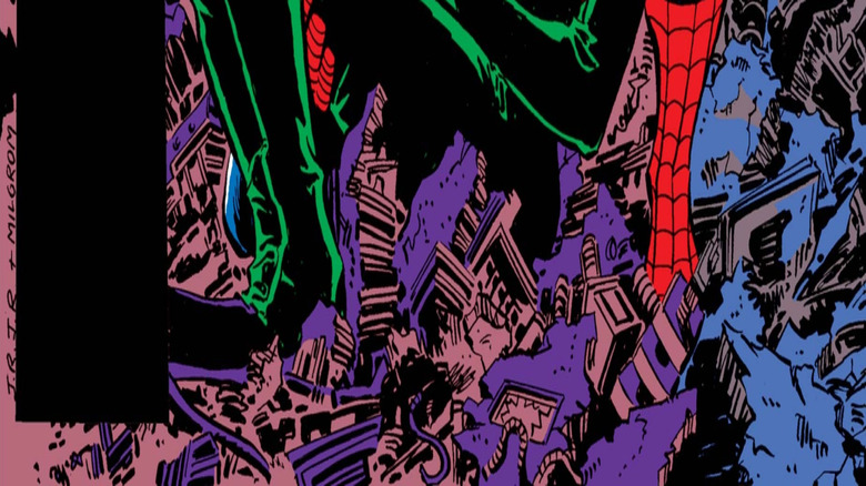 Spider-Man holding Madame Web