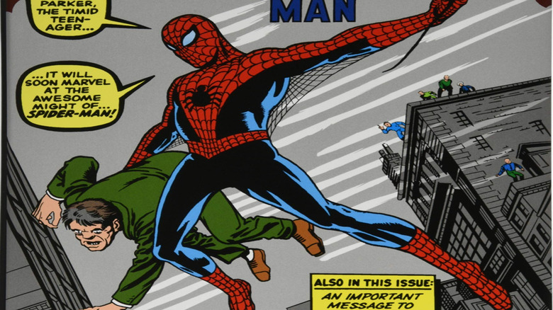 Spider-Man swinging through the air