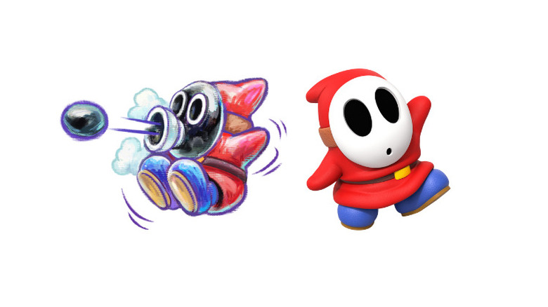 Snifit spits and Shy Guy waves