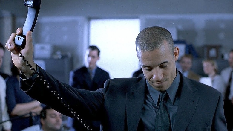 Vin Diesel holds a phone Boiler Room