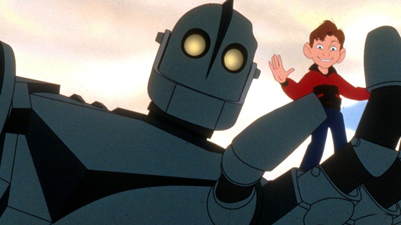 Hogarth rides the Iron Giant