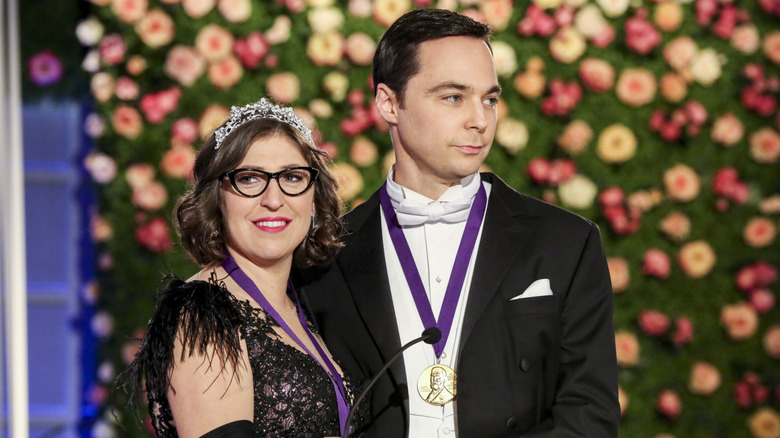 Amy and Sheldon Nobel ceremony wearing medals Big Bang Theory