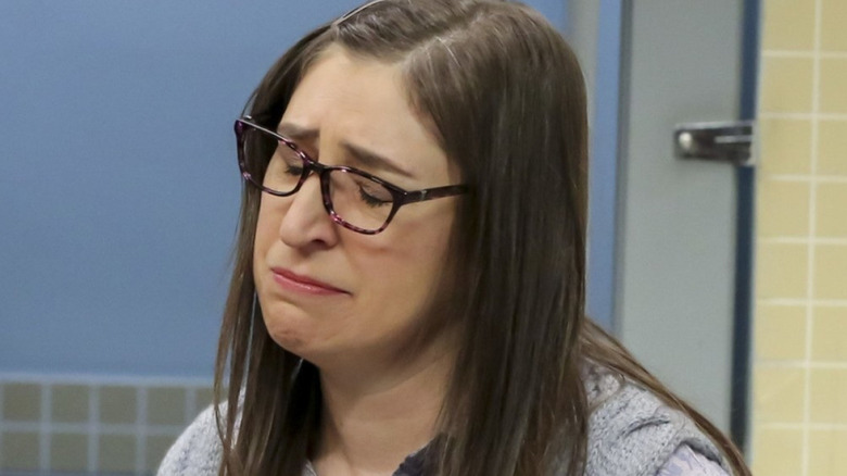 Amy looking upset on The Big Bang Theory