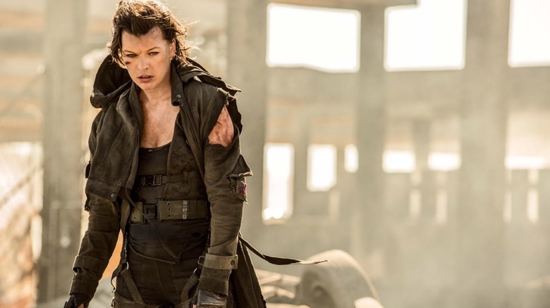 Milla Jovovich looking distraught