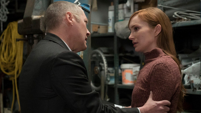 Lotte Verbeek's Katarina Rostova facing James Spader's Raymond Reddington on The Blacklist