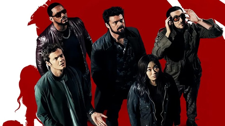The Boys Season 1 poster - Hughie, MM, Butcher, Kimiko, and Frenchie