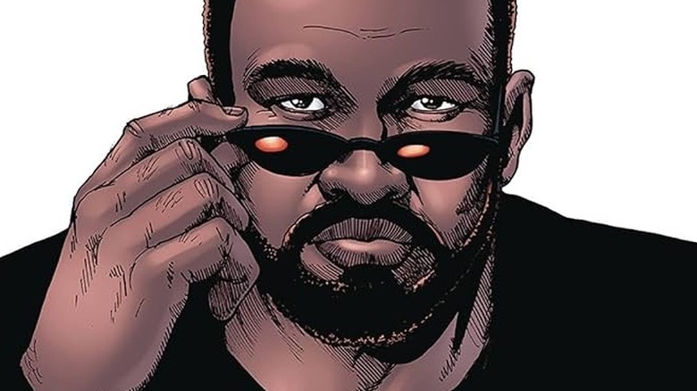 The Boys volume 3 omnibus cover, close-up of Mother's Milk with sunglasses pulled down